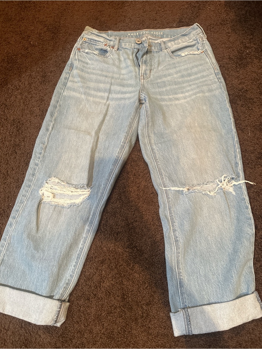 American Eagle Outfitters Light Blue Ripped Boyfriend Jeans